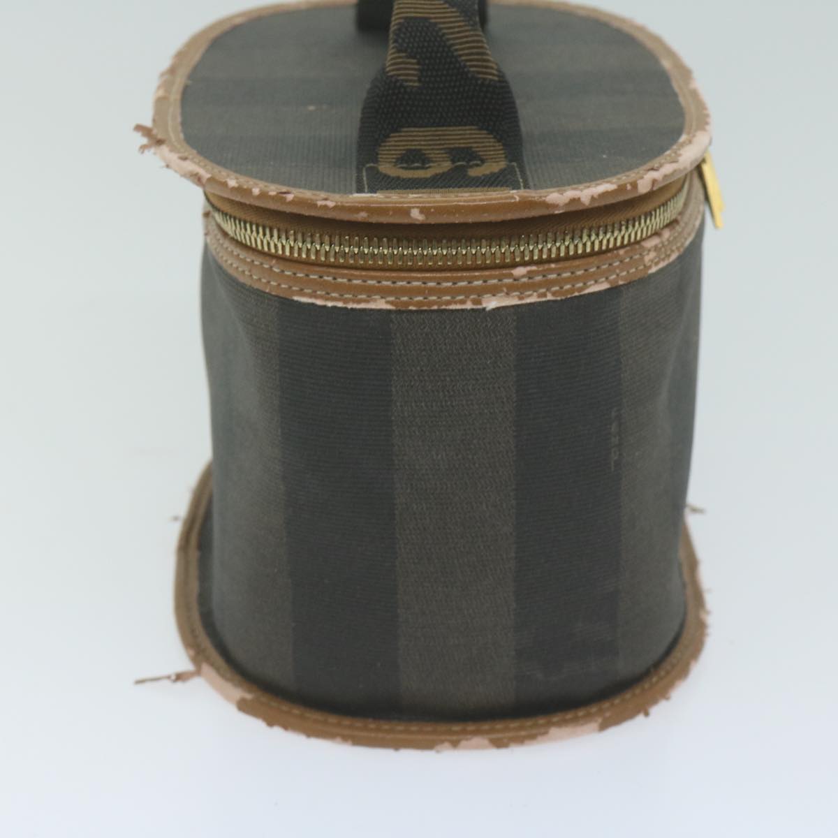 FENDI Pecan Canvas Vanity Cosmetic Pouch Black Brown ac2740