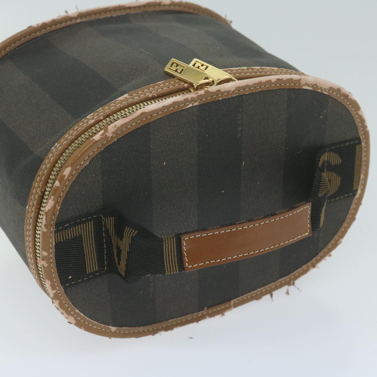 FENDI Pecan Canvas Vanity Cosmetic Pouch Black Brown ac2740