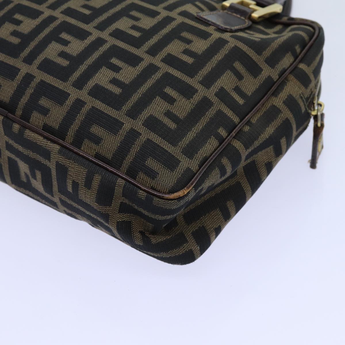 FENDI Zucca Canvas Hand Bag Brown Black ac2930