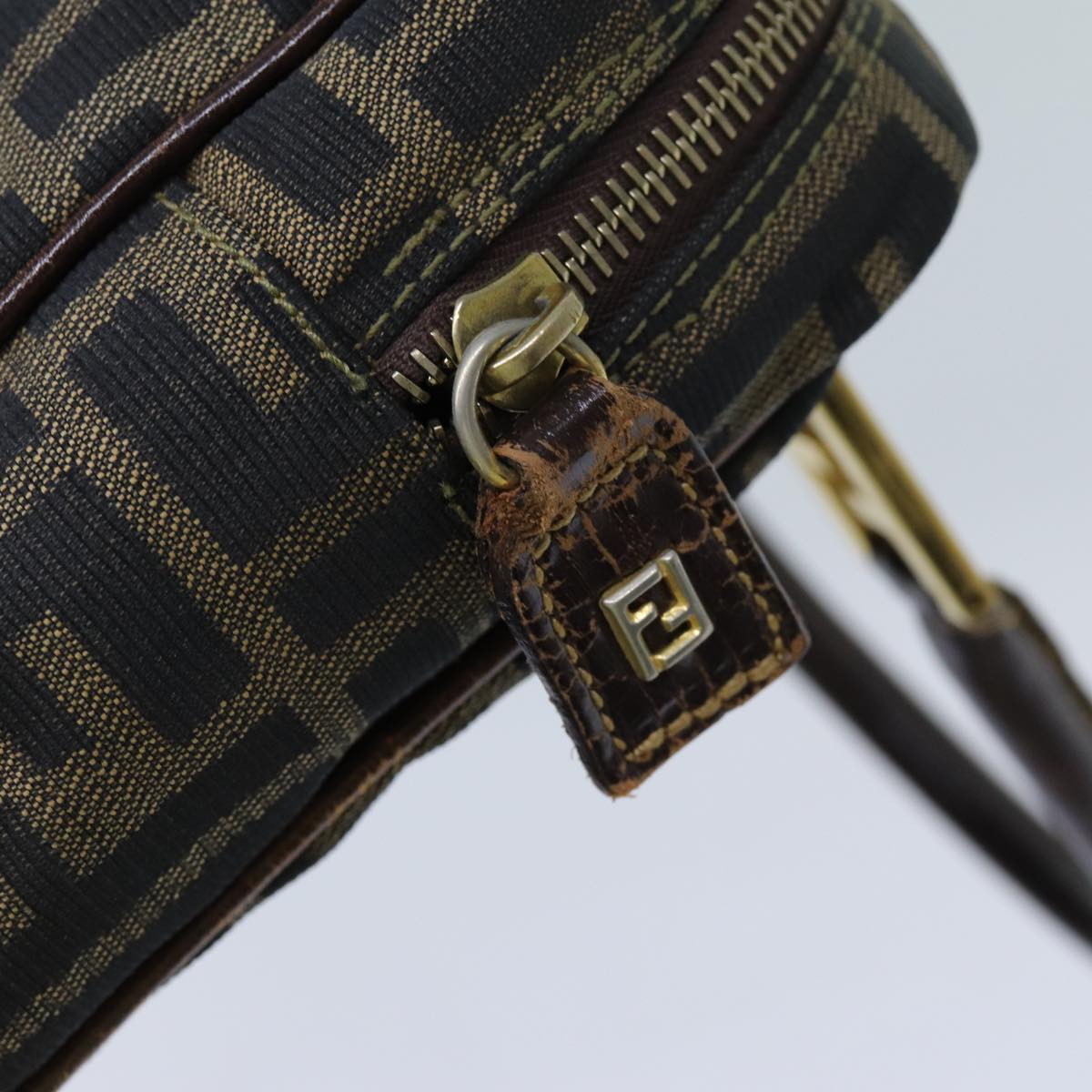 FENDI Zucca Canvas Hand Bag Brown Black ac2930