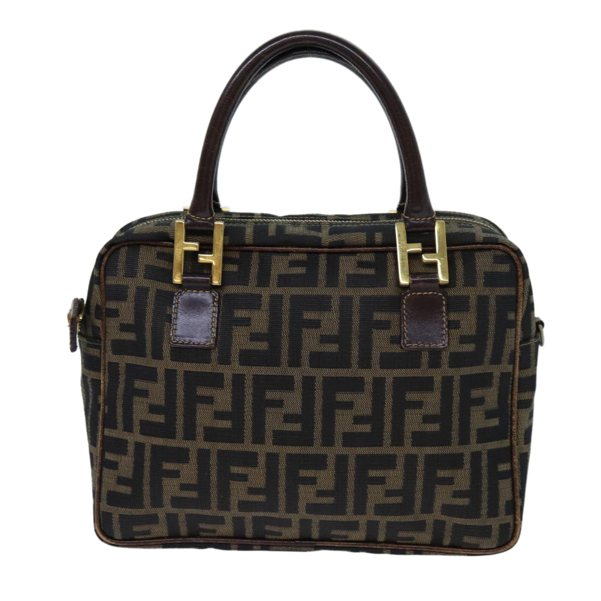 FENDI Zucca Canvas Hand Bag Brown Black ac2930