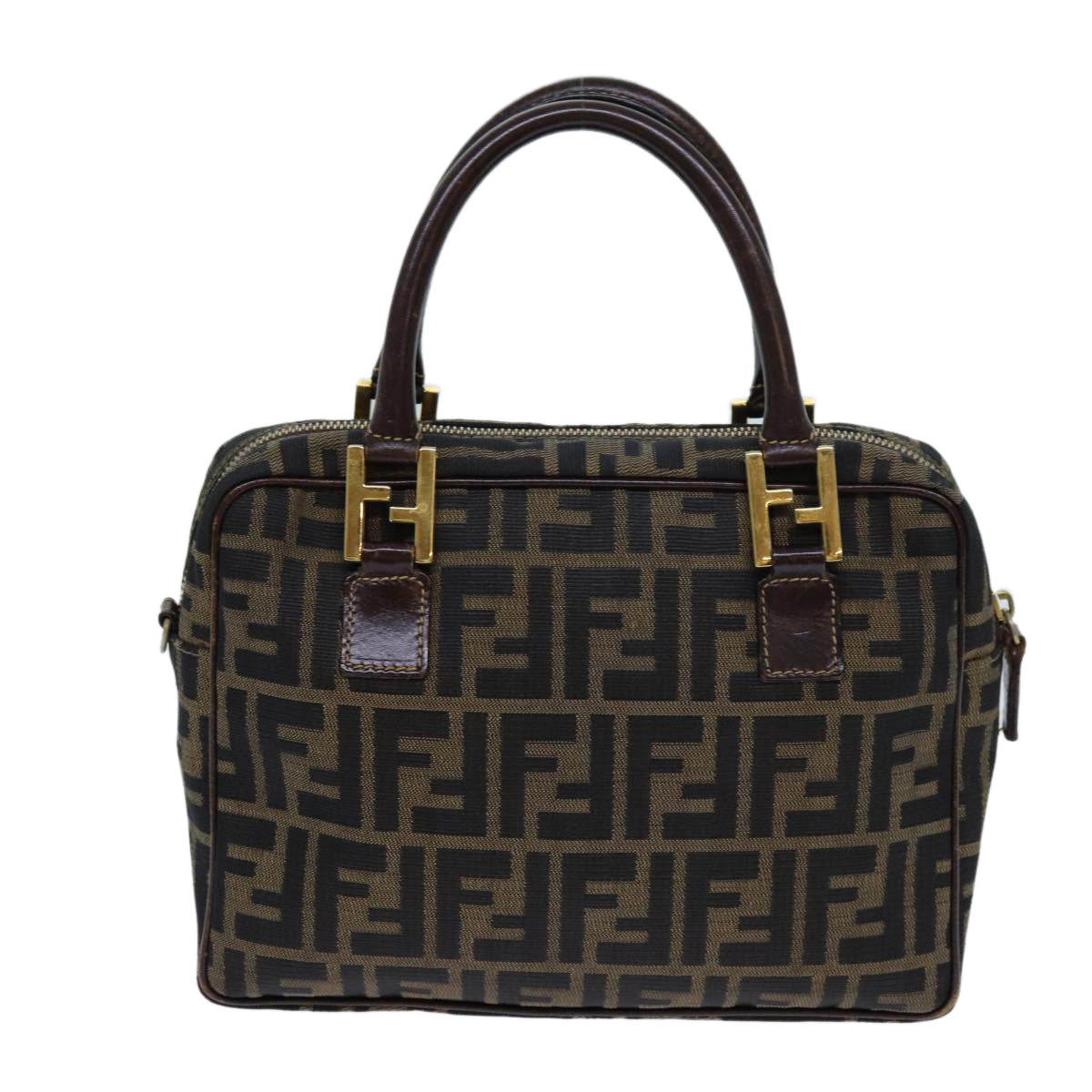 FENDI Zucca Canvas Hand Bag Brown Black ac2930