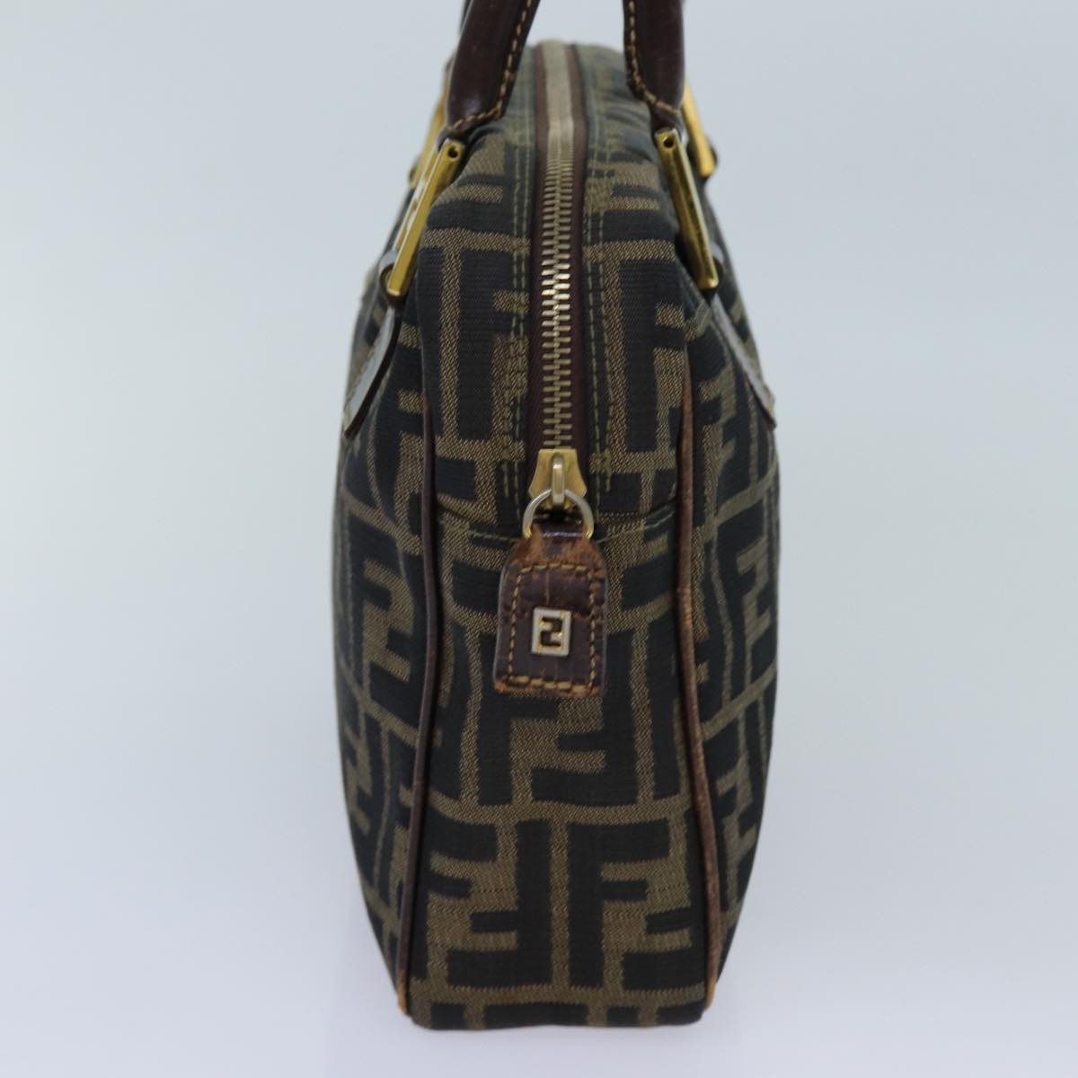 FENDI Zucca Canvas Hand Bag Brown Black ac2930