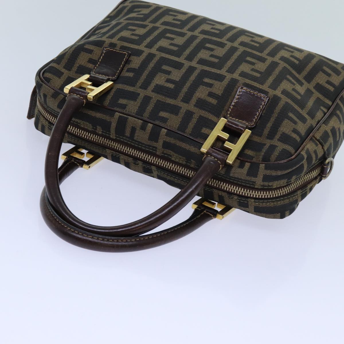 FENDI Zucca Canvas Hand Bag Brown Black ac2930