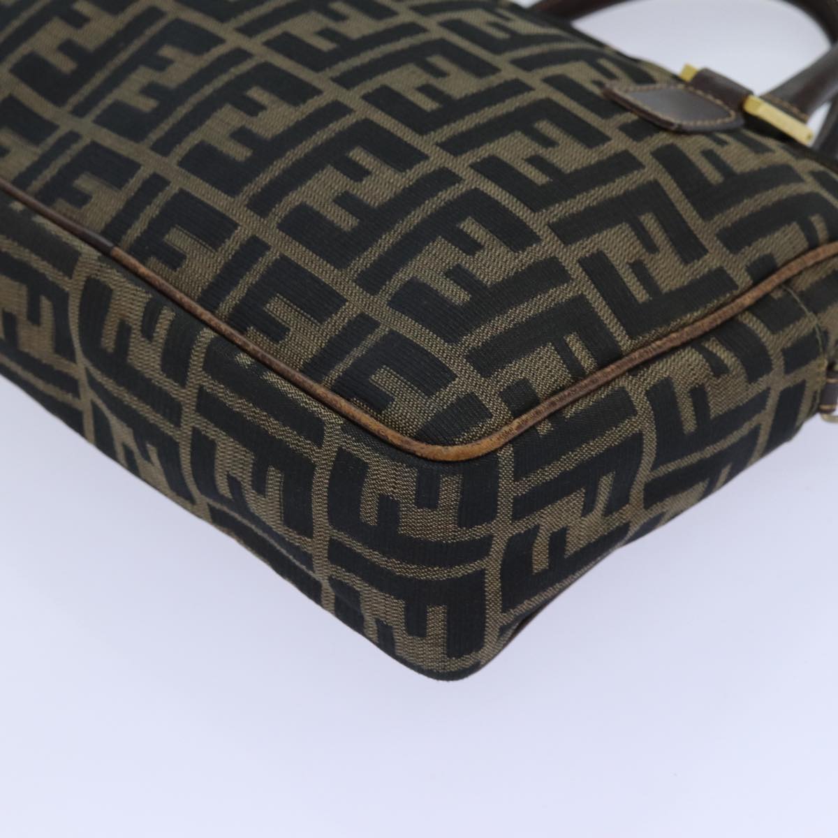FENDI Zucca Canvas Hand Bag Brown Black ac2930