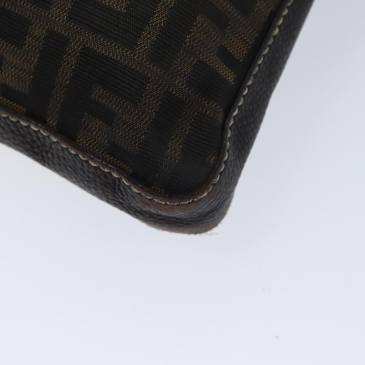 FENDI Zucca Canvas Shoulder Bag Black Brown ac2931