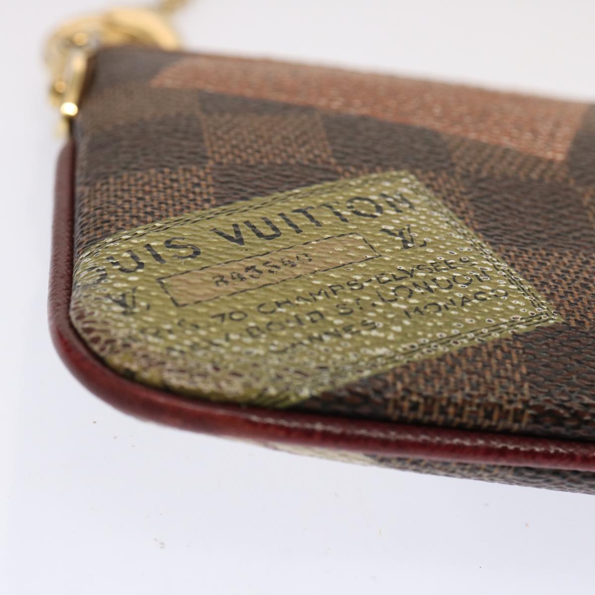 LOUIS VUITTON Damier Ebene Label Pochette Mira Pouch N63080 LV ac2932