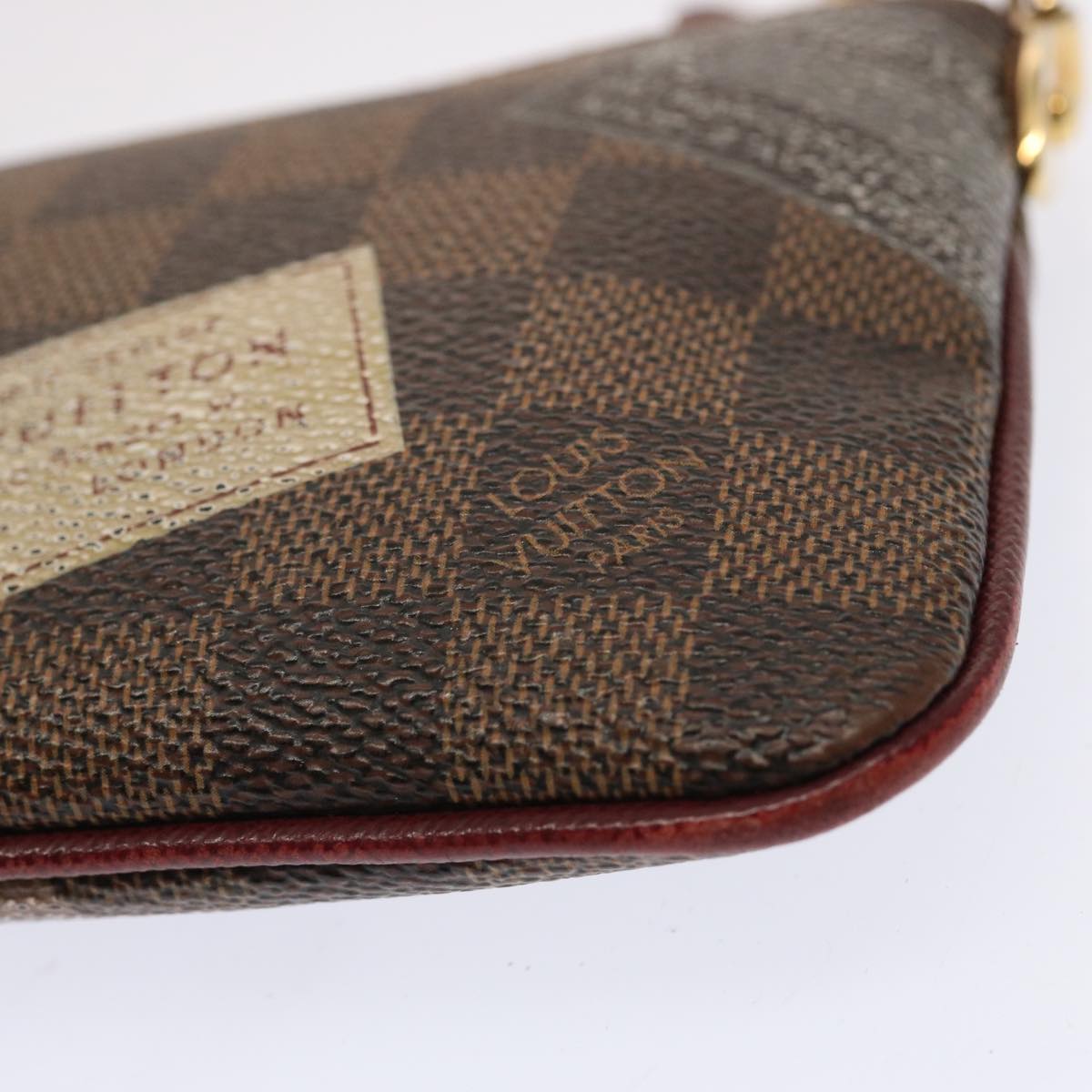 LOUIS VUITTON Damier Ebene Label Pochette Mira Pouch N63080 LV ac2932