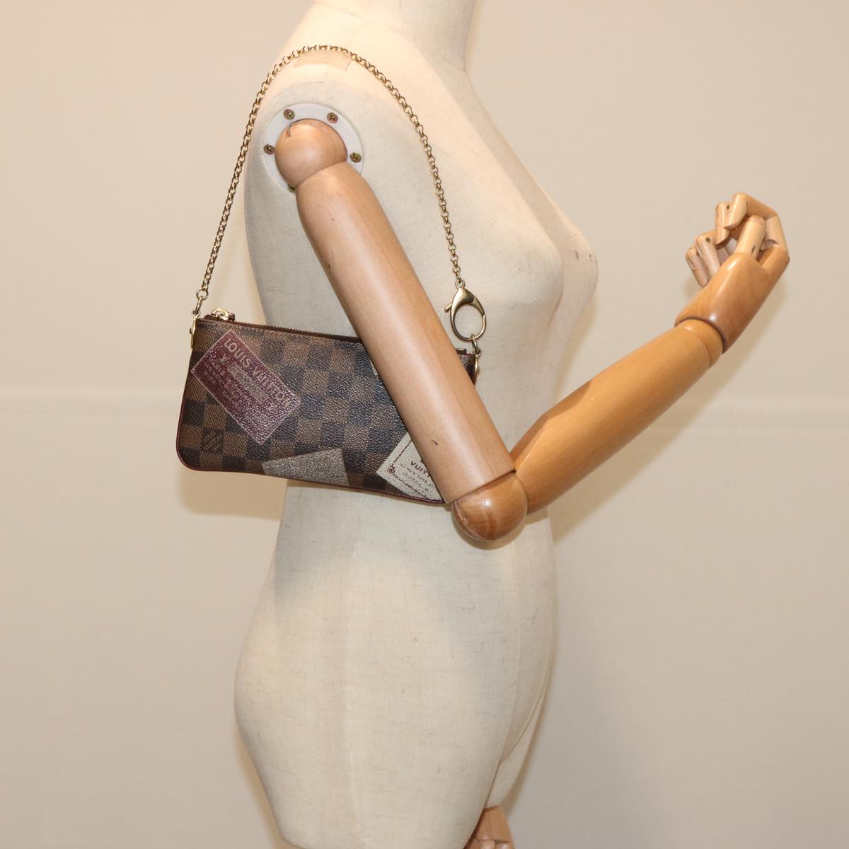 LOUIS VUITTON Damier Ebene Label Pochette Mira Pouch N63080 LV ac2932