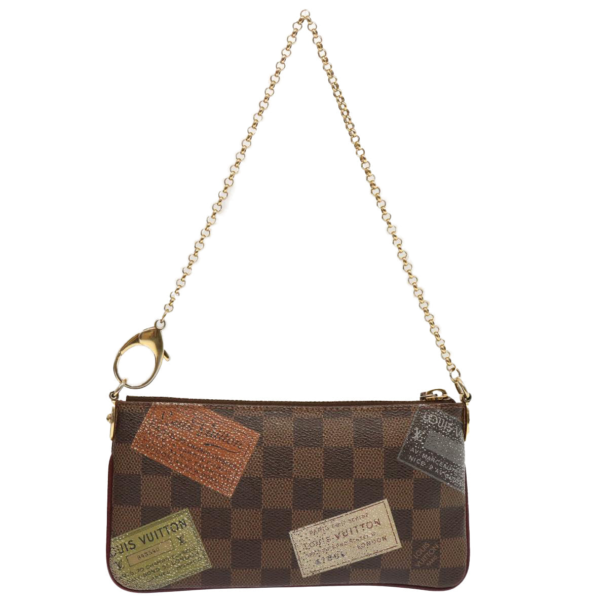 LOUIS VUITTON Damier Ebene Label Pochette Mira Pouch N63080 LV ac2932