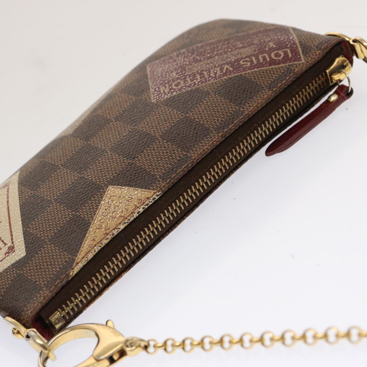 LOUIS VUITTON Damier Ebene Label Pochette Mira Pouch N63080 LV ac2932