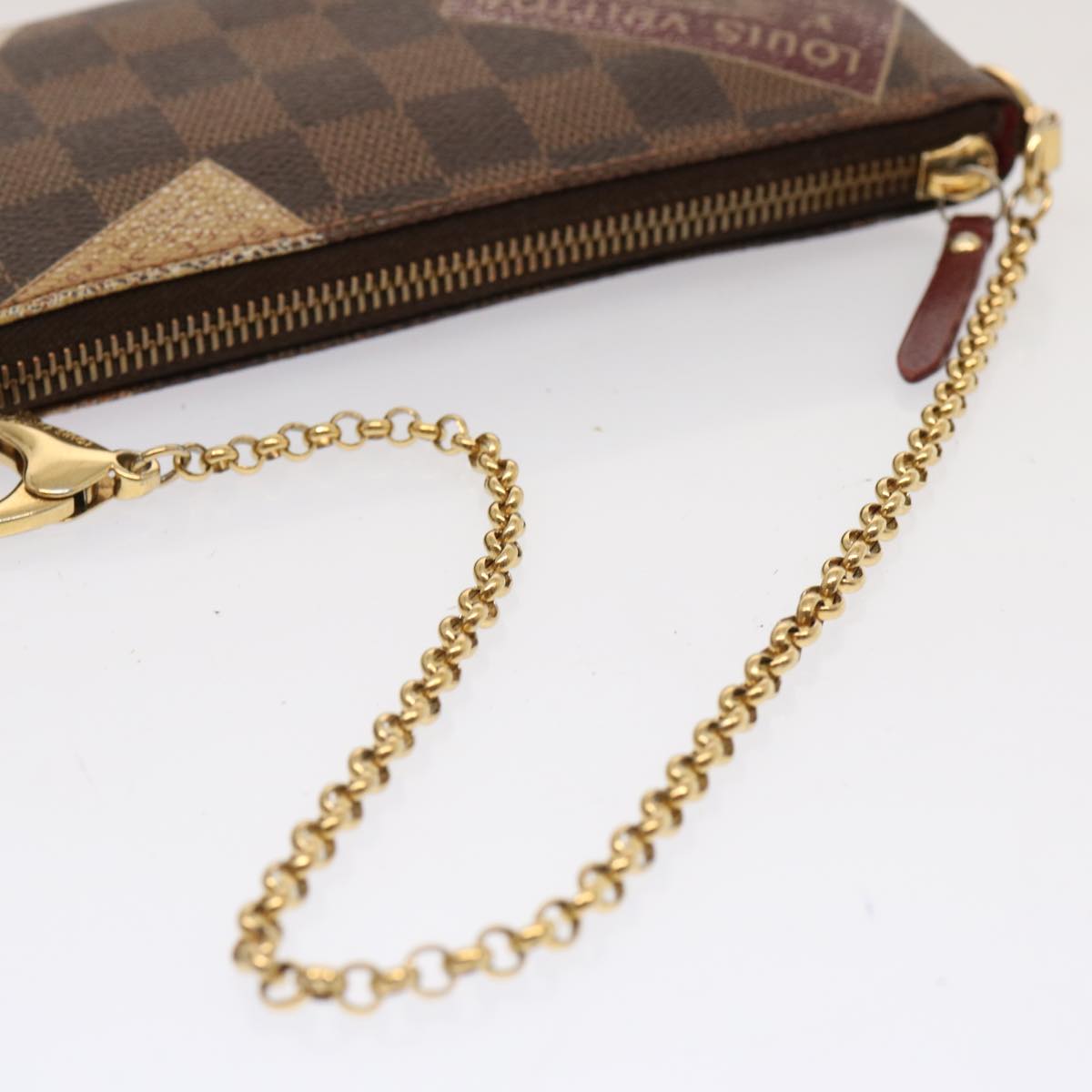 LOUIS VUITTON Damier Ebene Label Pochette Mira Pouch N63080 LV ac2932