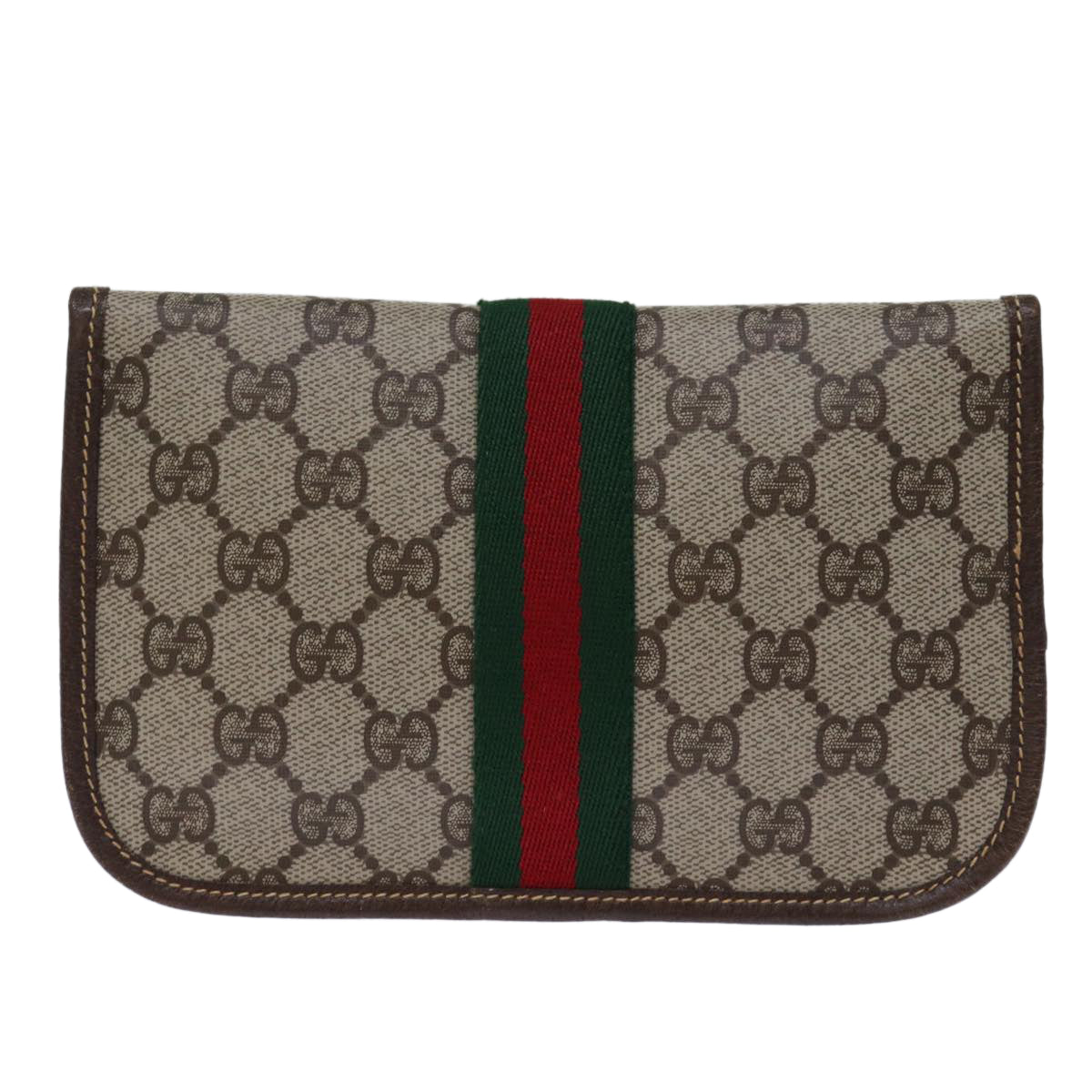 GUCCI GG Supreme Web Sherry Line Pouch PVC Beige Red 014 89 5205 ac2968