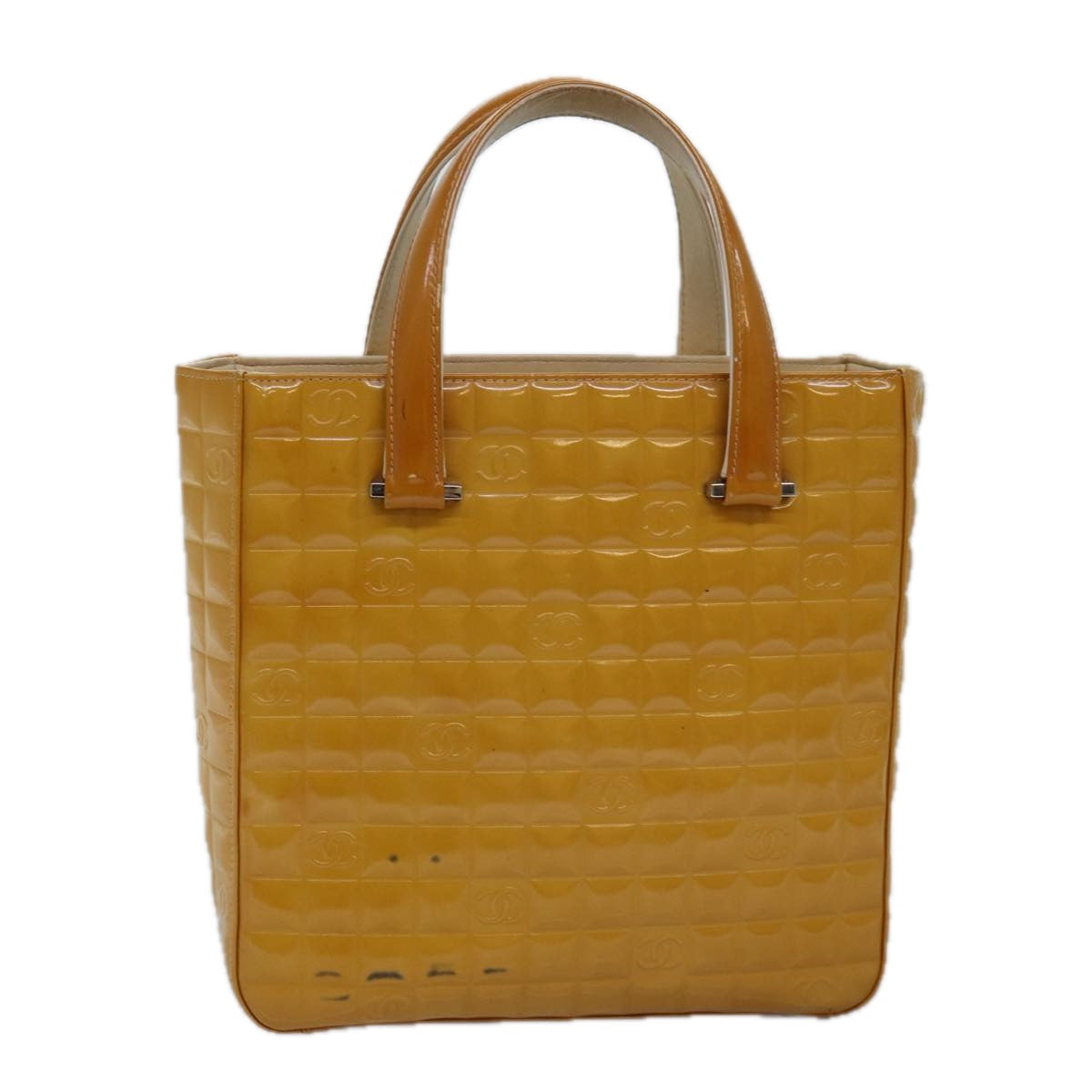 CHANEL Choco Bar Hand Bag Enamel Yellow CC ac2997