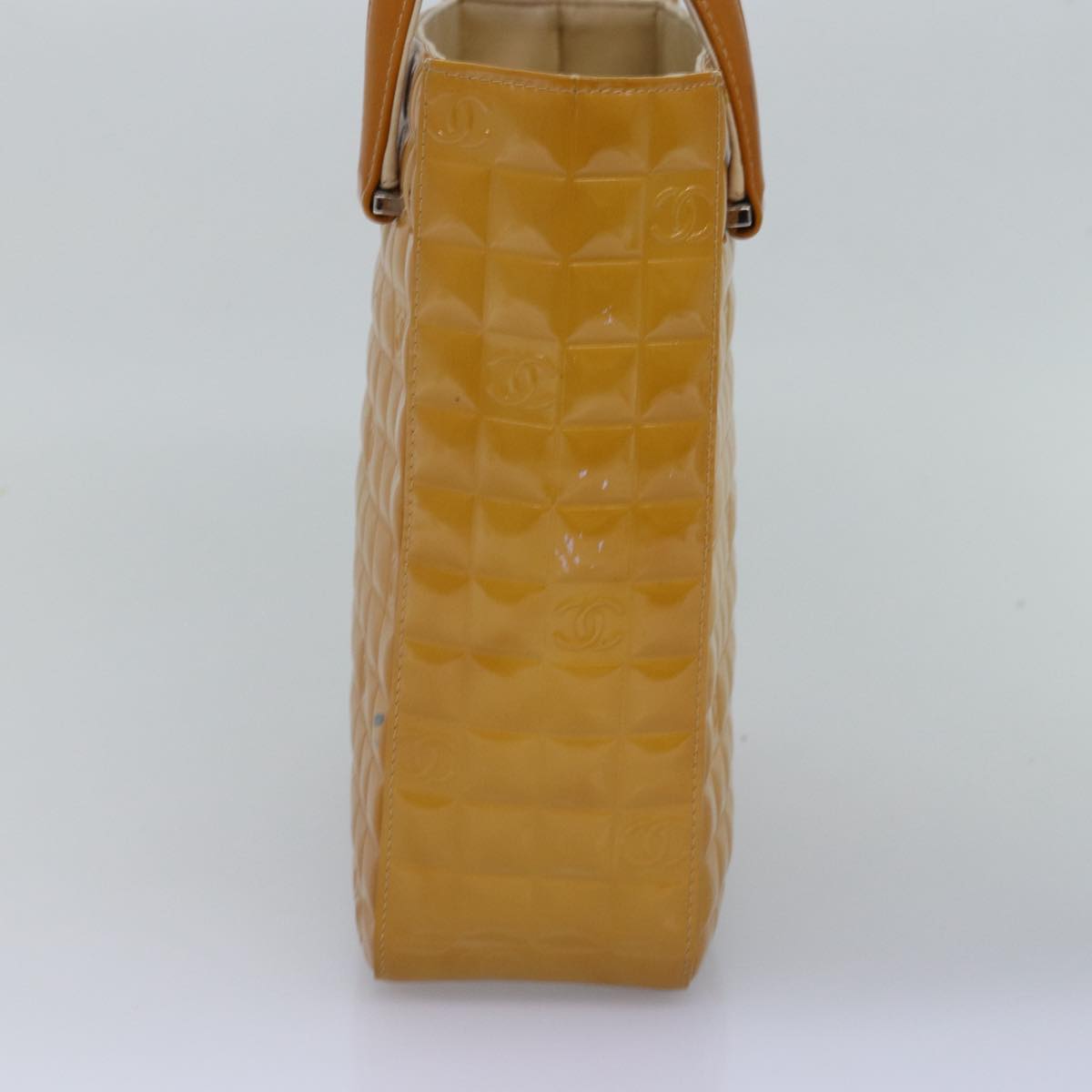 CHANEL Choco Bar Hand Bag Enamel Yellow CC ac2997