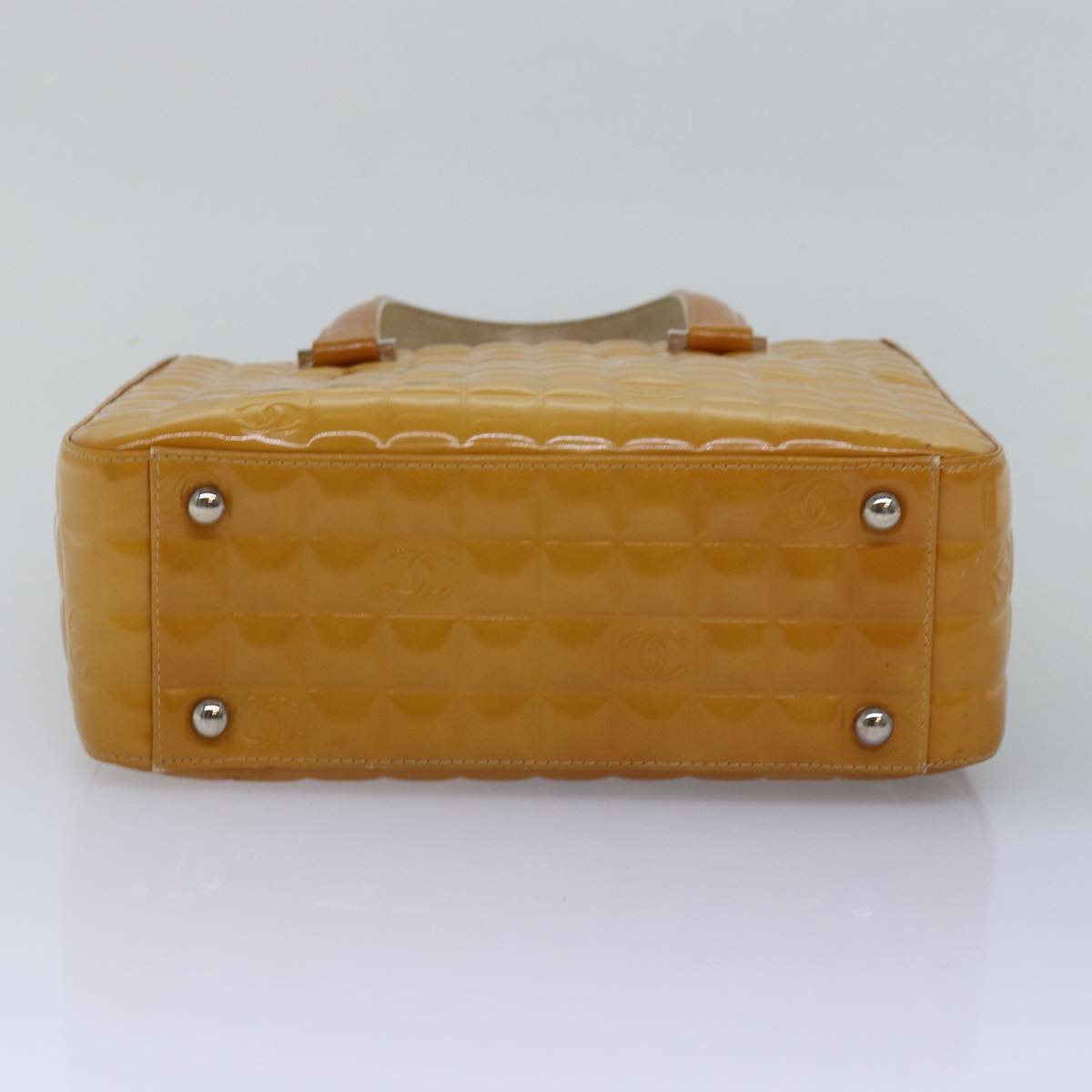 CHANEL Choco Bar Hand Bag Enamel Yellow CC ac2997
