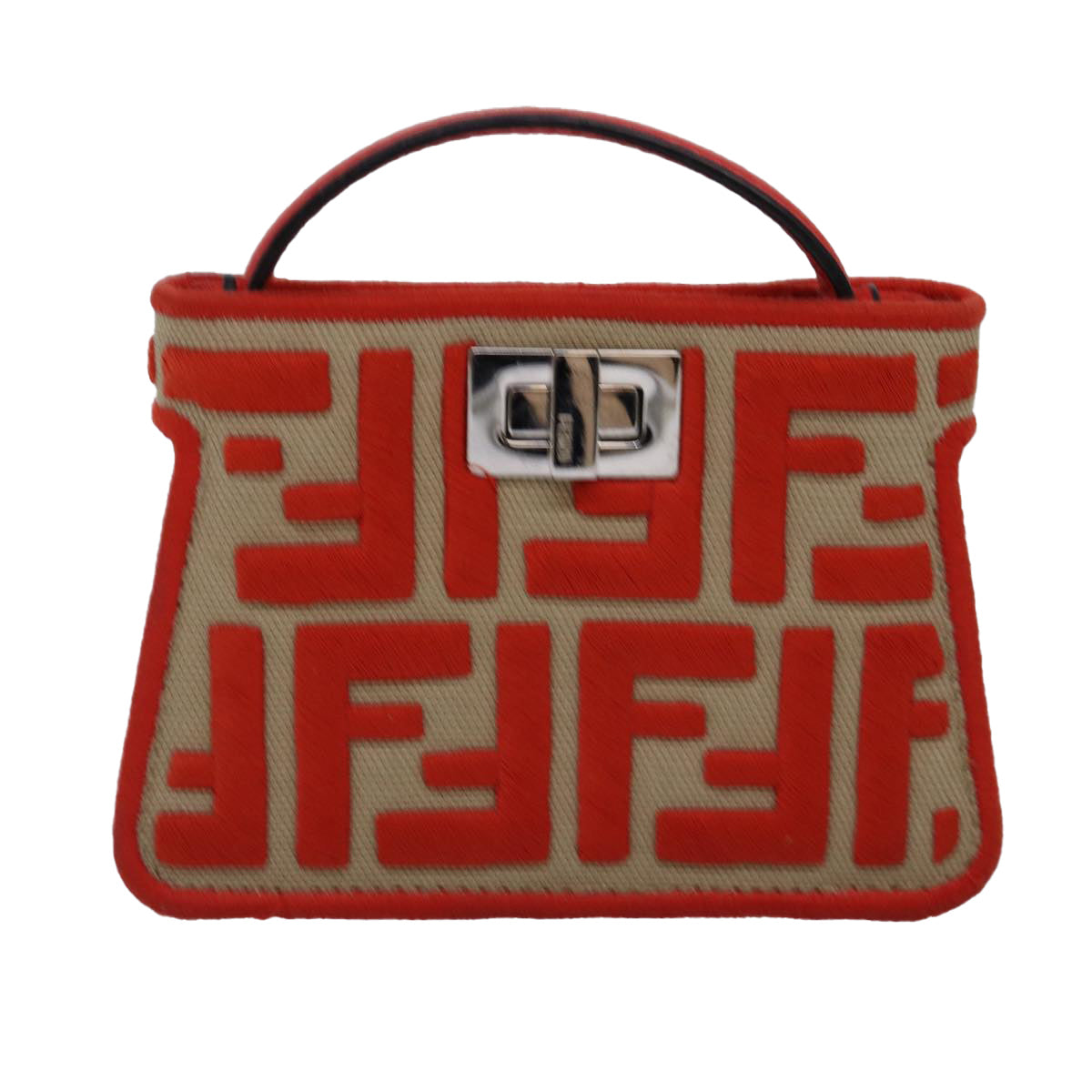 FENDI Zucca Canvas Peek A Boo Pouch Orange ac3028