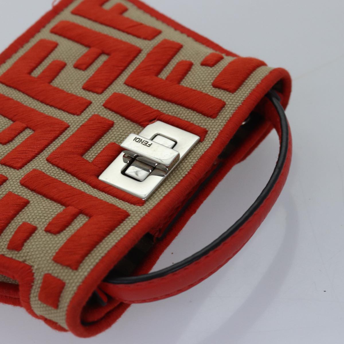 FENDI Zucca Canvas Peek A Boo Pouch Orange ac3028
