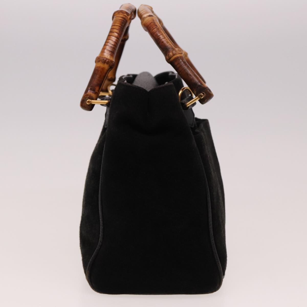 GUCCI Bamboo Hand Bag Suede 2way Black 000 122 0316 ac3043