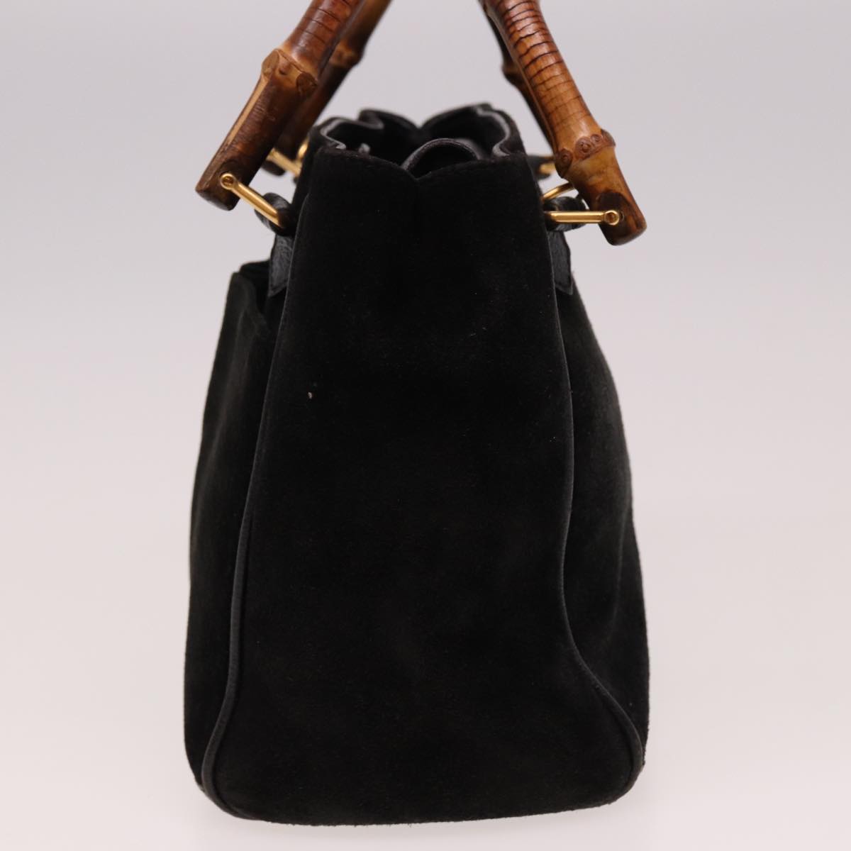 GUCCI Bamboo Hand Bag Suede 2way Black 000 122 0316 ac3043
