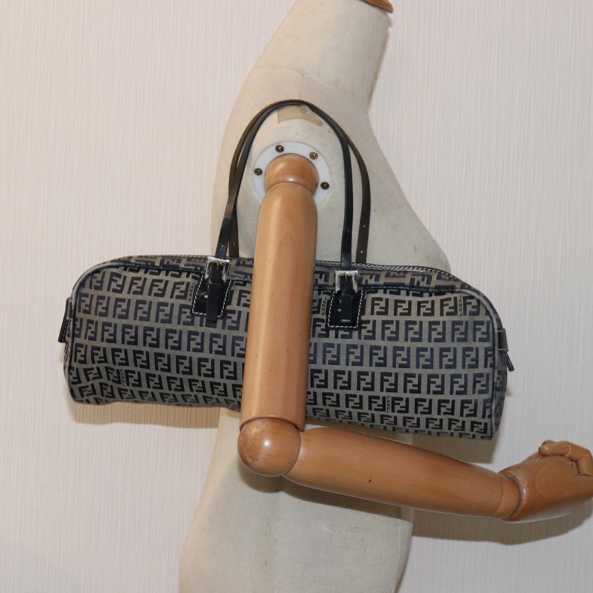 FENDI Zucchino Canvas Hand Bag Navy ac3057