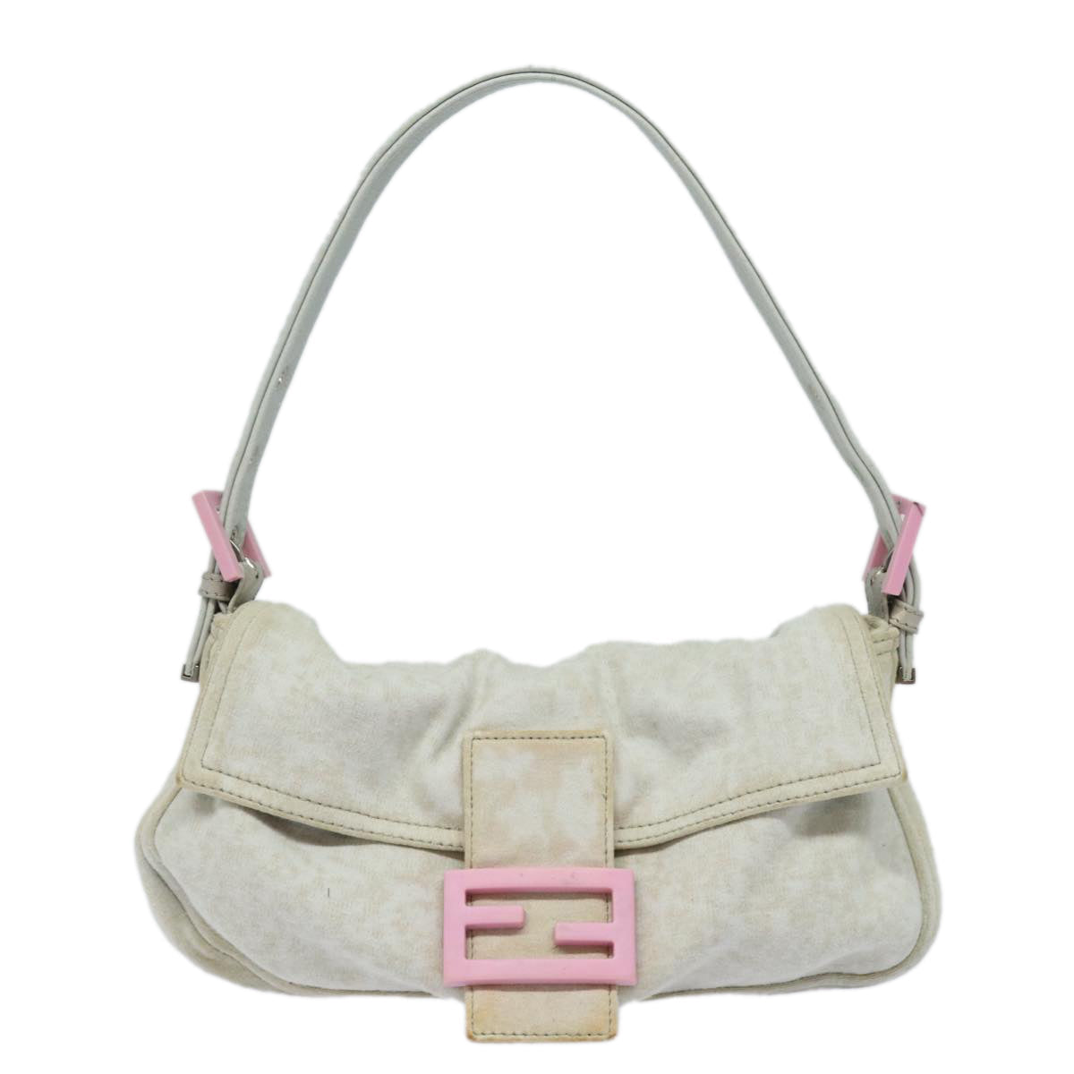FENDI Mamma Baguette Shoulder Bag Nylon Gray ac3139