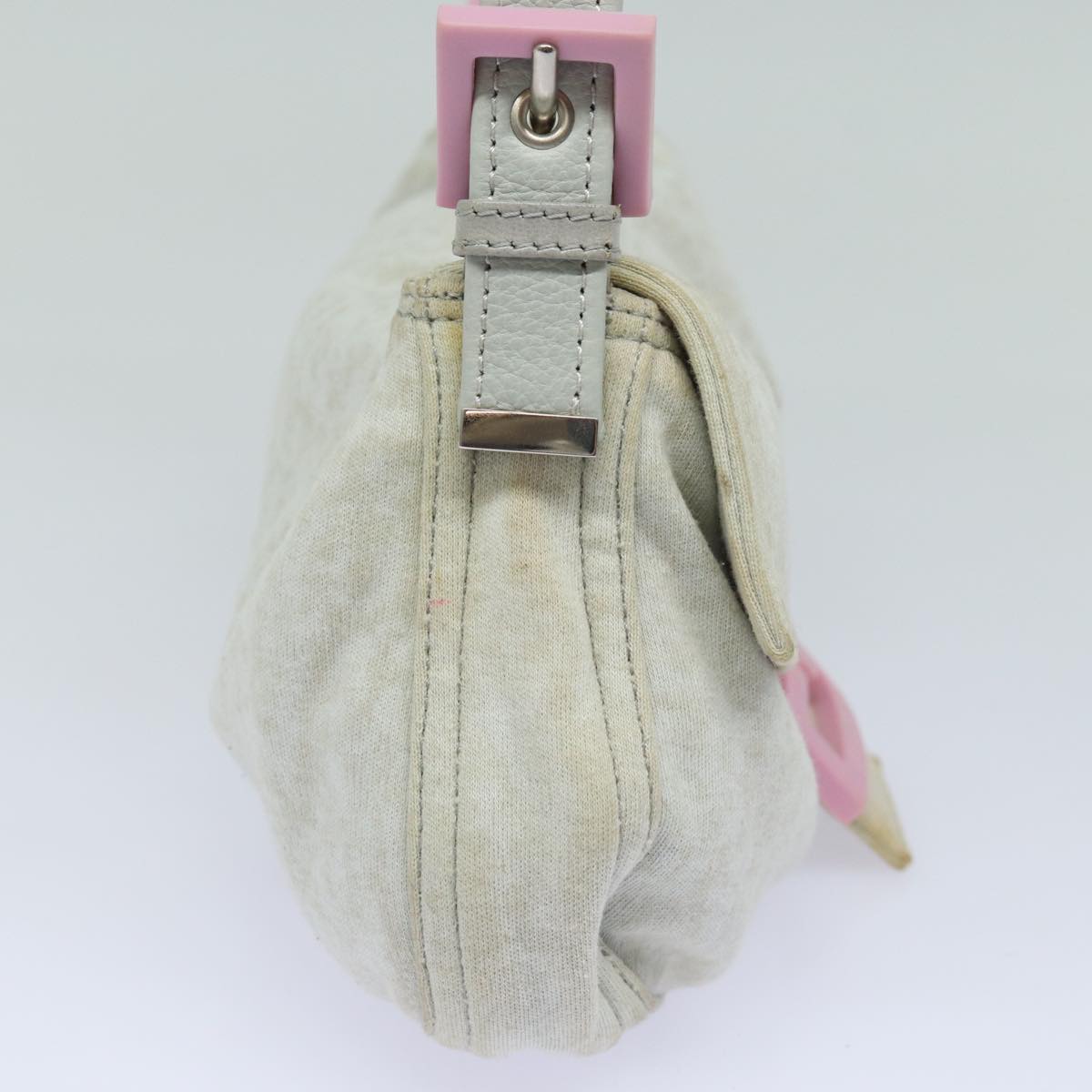 FENDI Mamma Baguette Shoulder Bag Nylon Gray ac3139