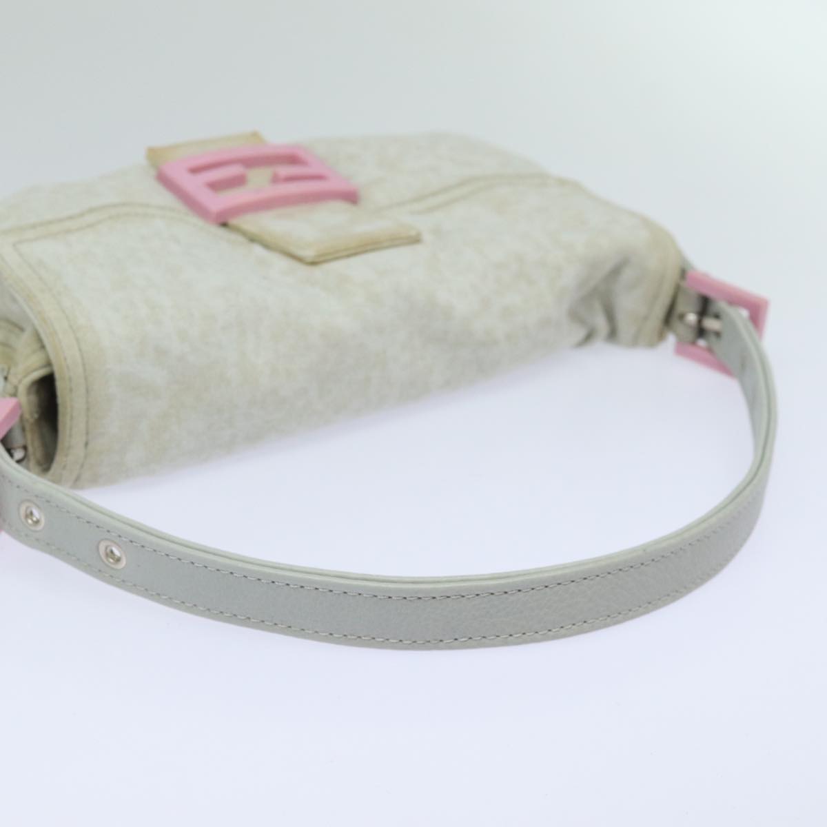 FENDI Mamma Baguette Shoulder Bag Nylon Gray ac3139
