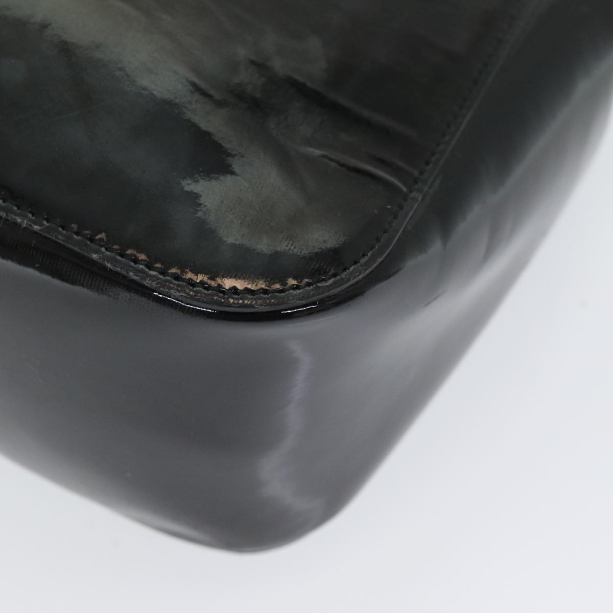 GUCCI Bamboo Hand Bag Patent leather Black ac3146
