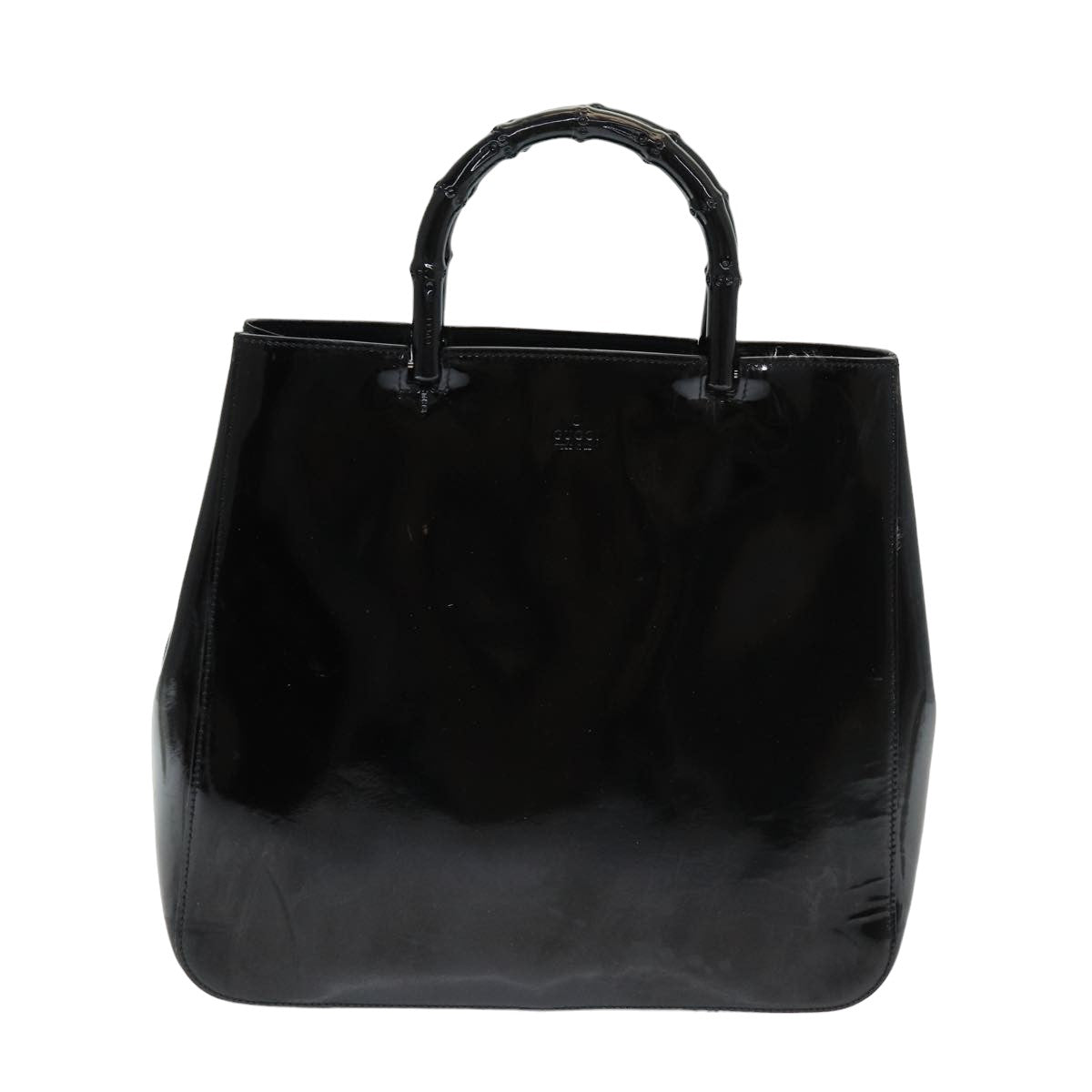 GUCCI Bamboo Hand Bag Patent leather Black ac3146