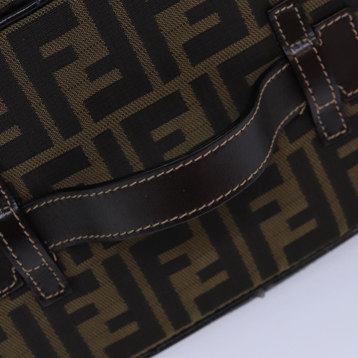 FENDI Zucca Canvas Vanity Pouch Brown Black gold ac3179