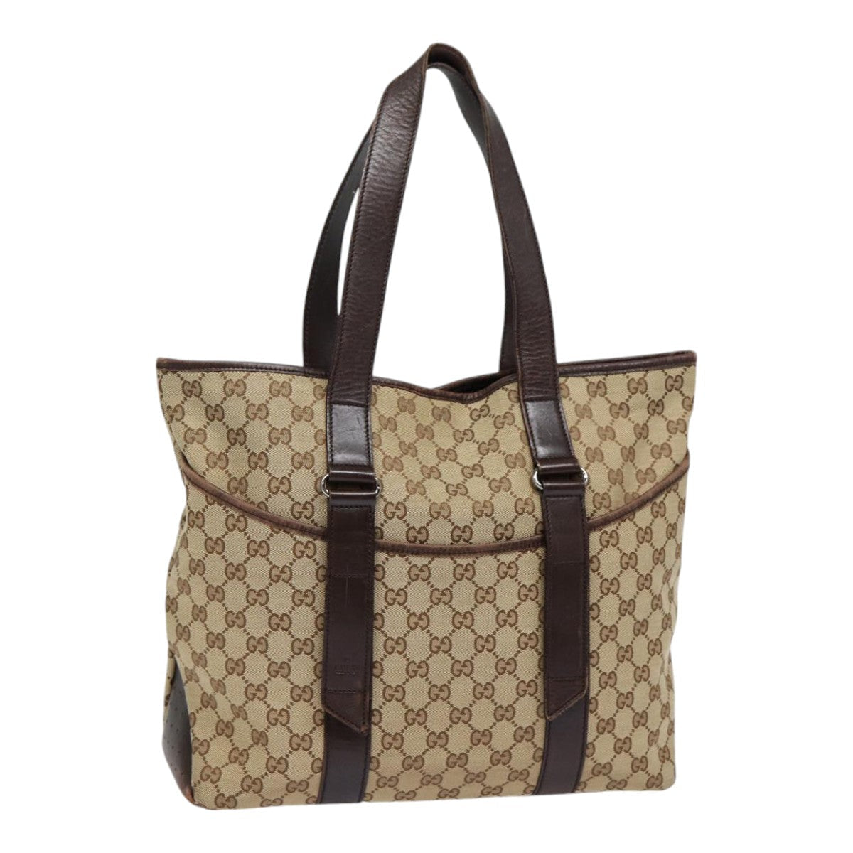 GUCCI GG Canvas Tote Bag Beige Silver 145971 ac3208