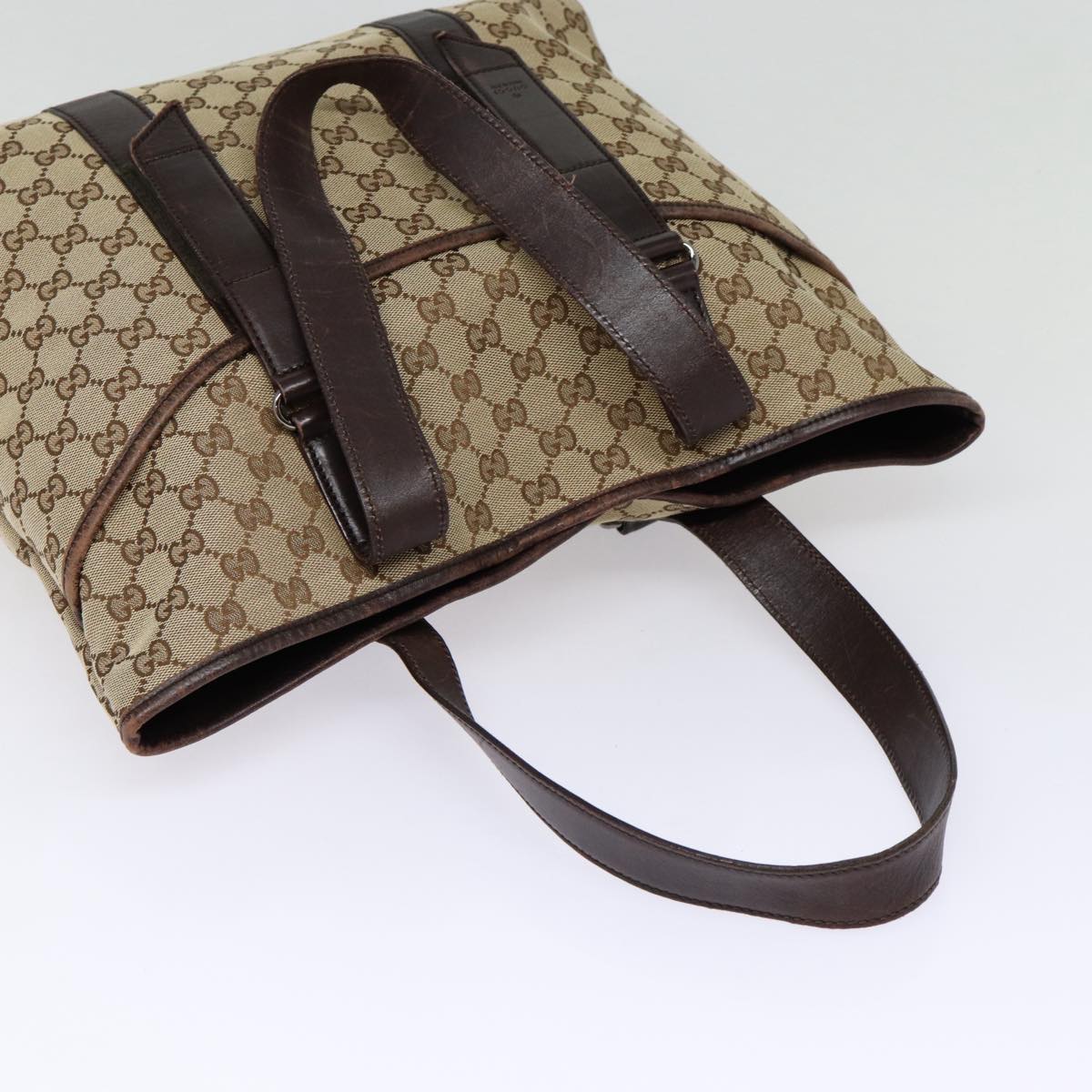 GUCCI GG Canvas Tote Bag Beige Silver 145971 ac3208