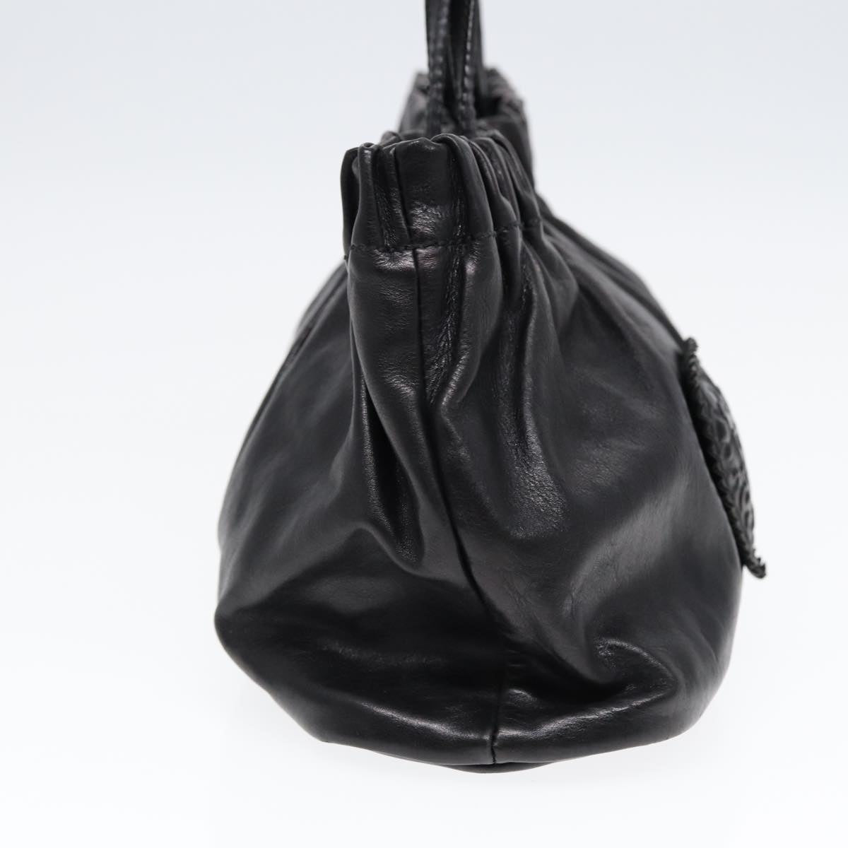 GUCCI Hand Bag Leather 2way Black Gold 212994 ac3216