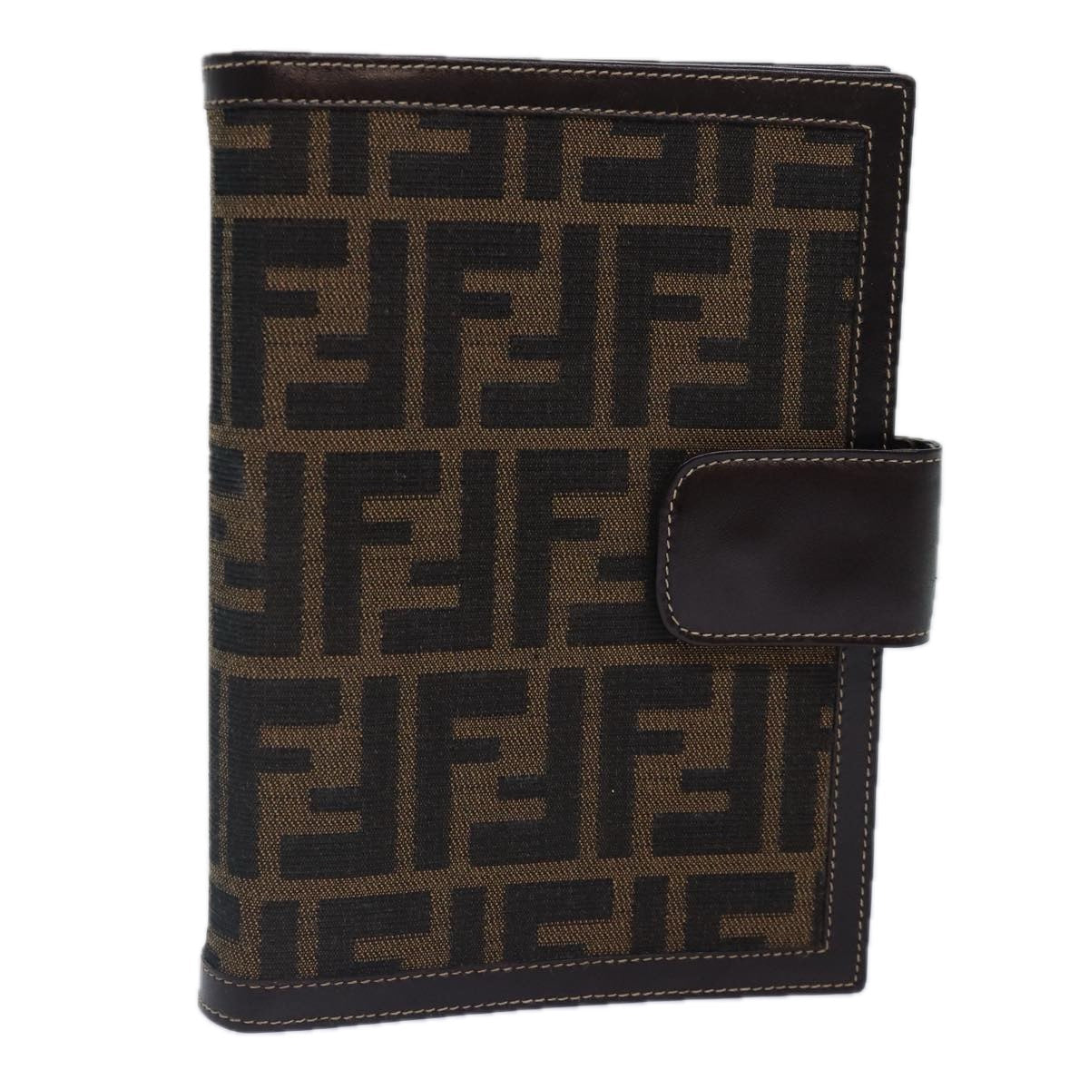 FENDI Zucca Canvas Day Planner Cover Brown Black gold ac3226