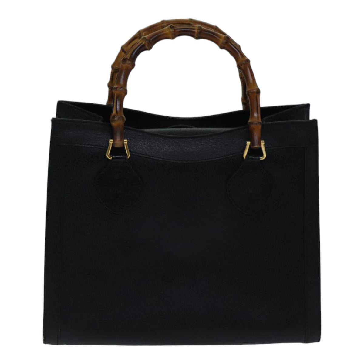 GUCCI Bamboo Hand Bag Leather Black ac3259
