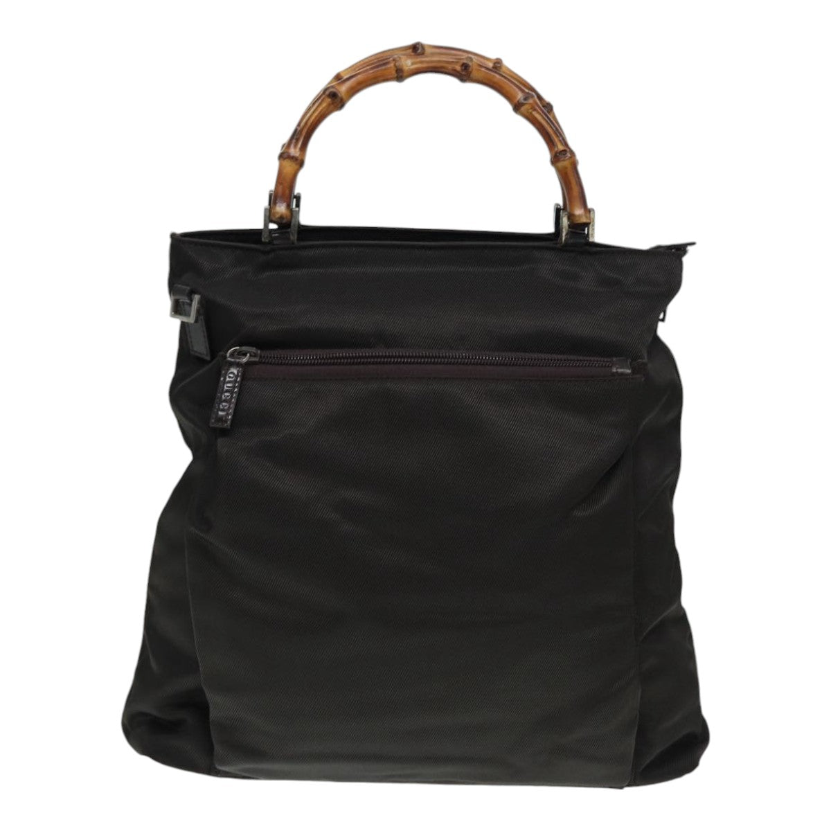 GUCCI Bamboo Hand Bag Nylon 2way Khaki ac3260