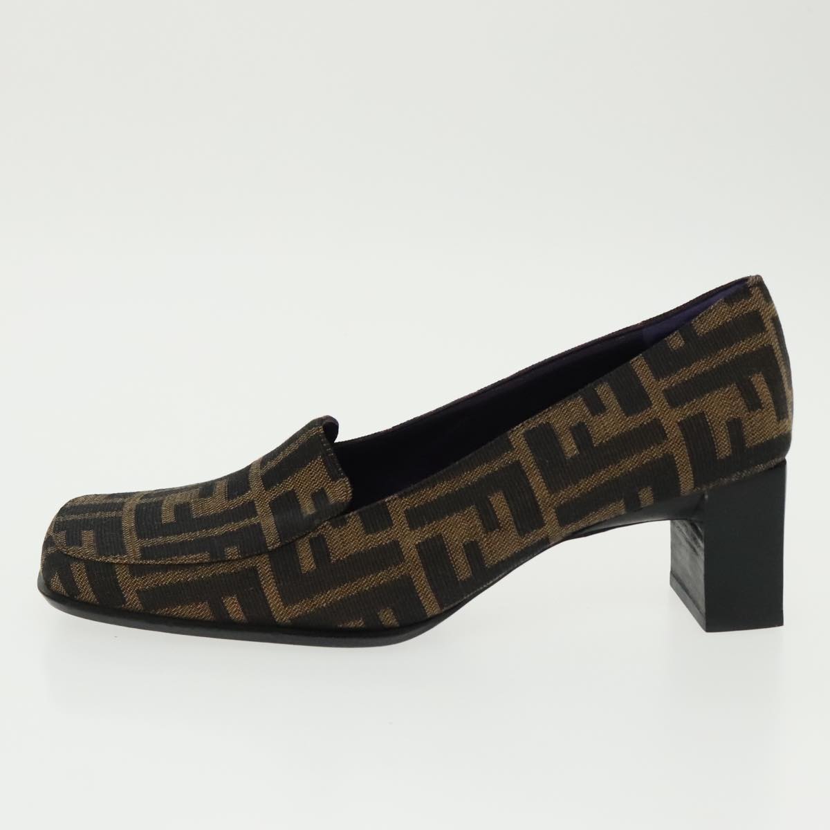 FENDI Zucca Canvas High Heels 36 1/2C Brown Black Purple ac3347