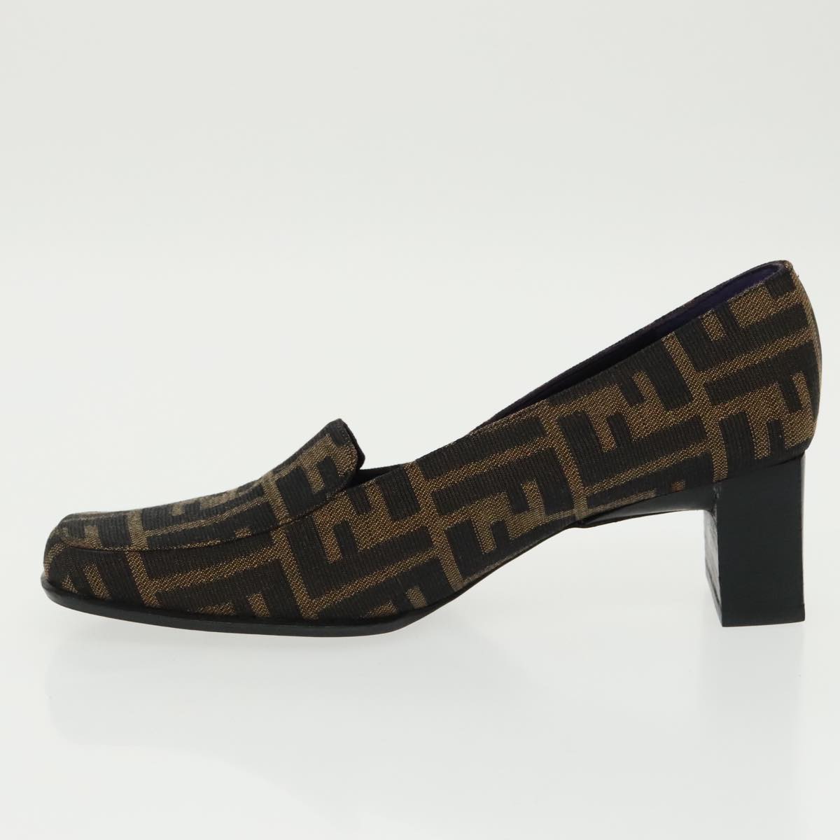 FENDI Zucca Canvas High Heels 36 1/2C Brown Black Purple ac3347