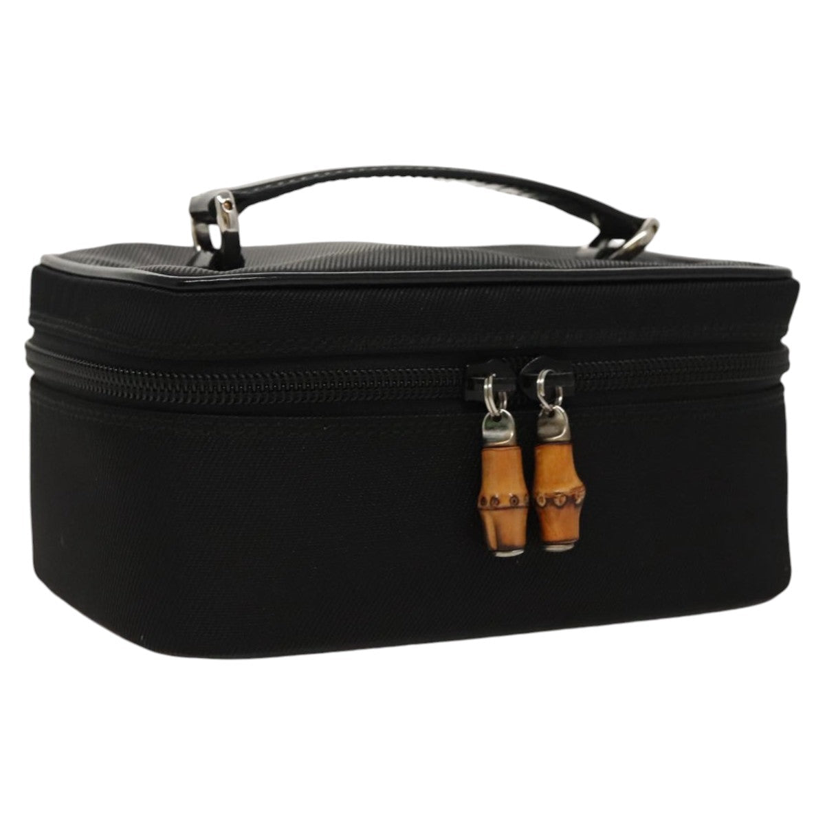 GUCCI Vanity Bamboo Pouch Nylon Black Silver ac3362