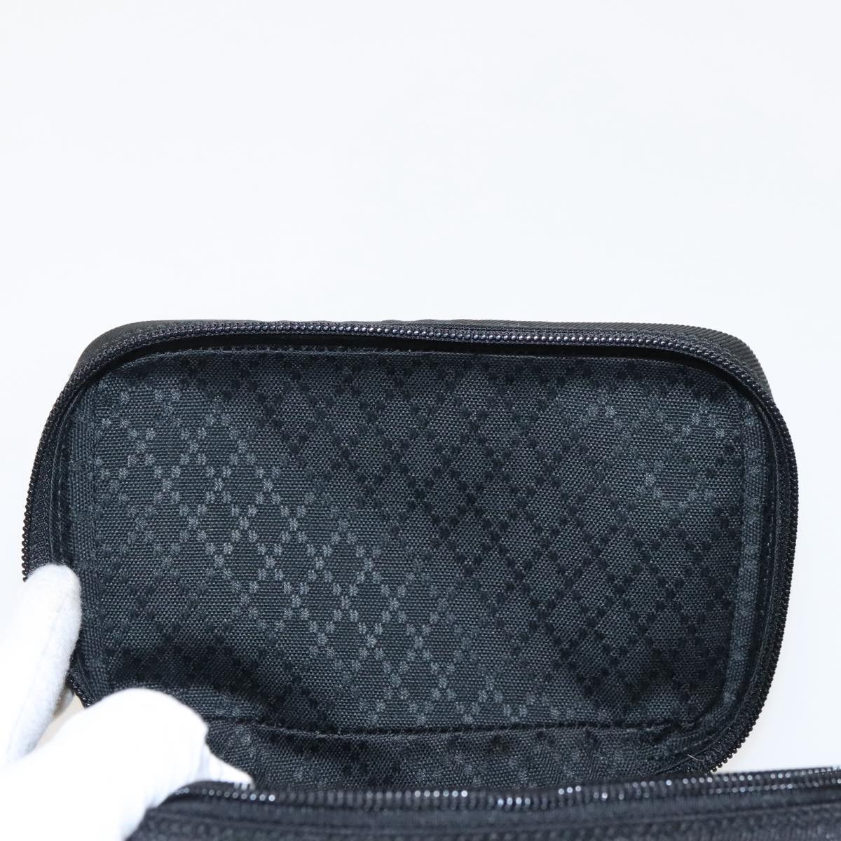 GUCCI Vanity Bamboo Pouch Nylon Black Silver ac3362