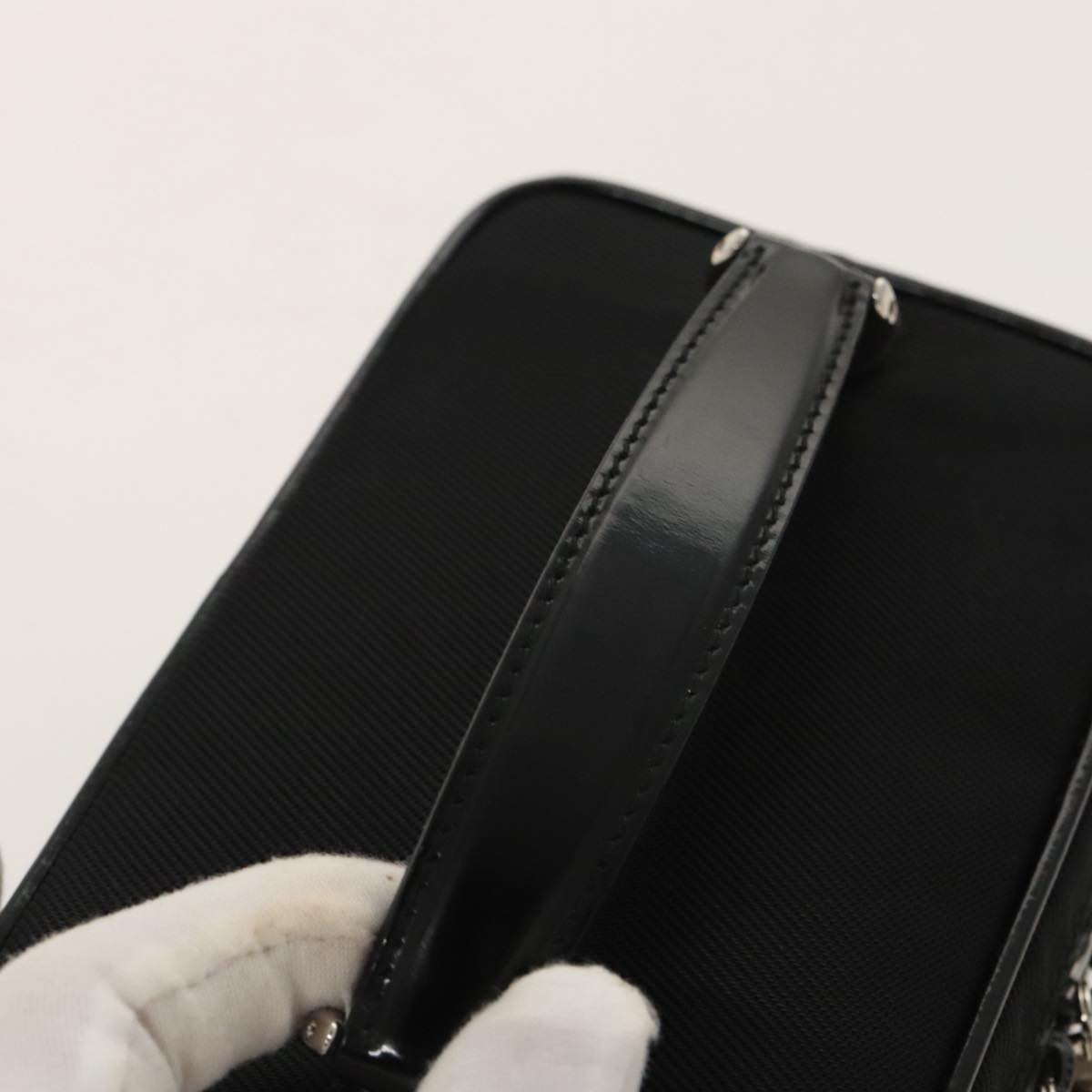 GUCCI Vanity Bamboo Pouch Nylon Black Silver ac3362