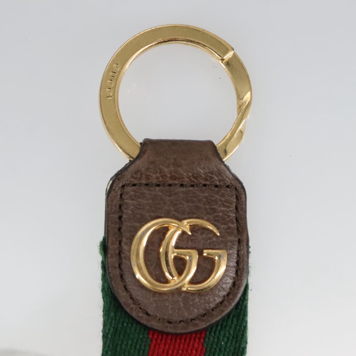 GUCCI Ofidia Web Sherry Line Key Ring Leather Red Green ac3396