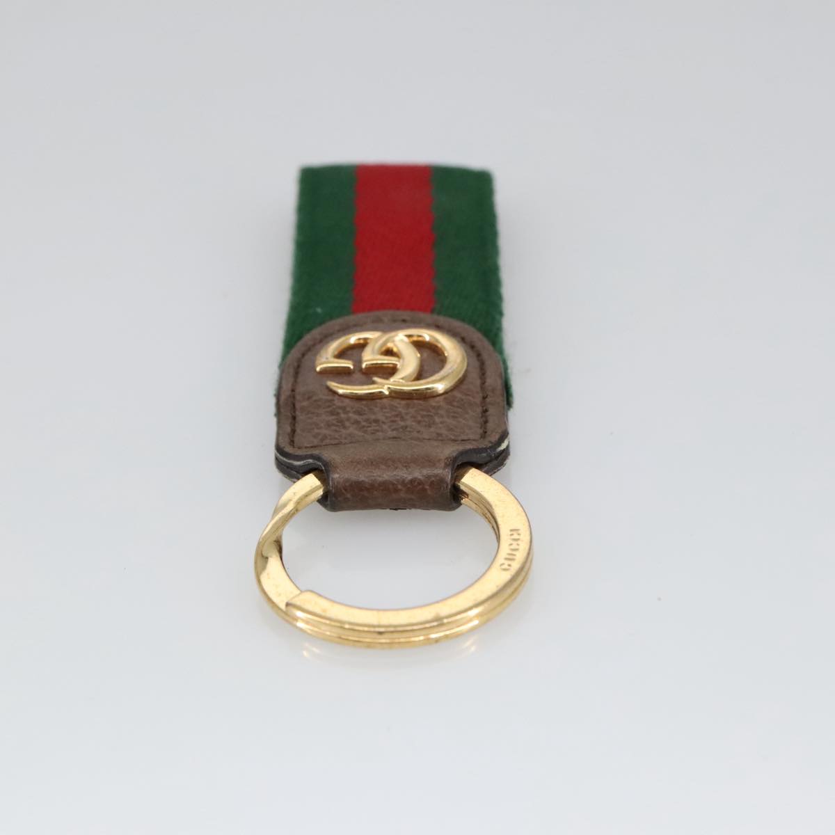 GUCCI Ofidia Web Sherry Line Key Ring Leather Red Green ac3396