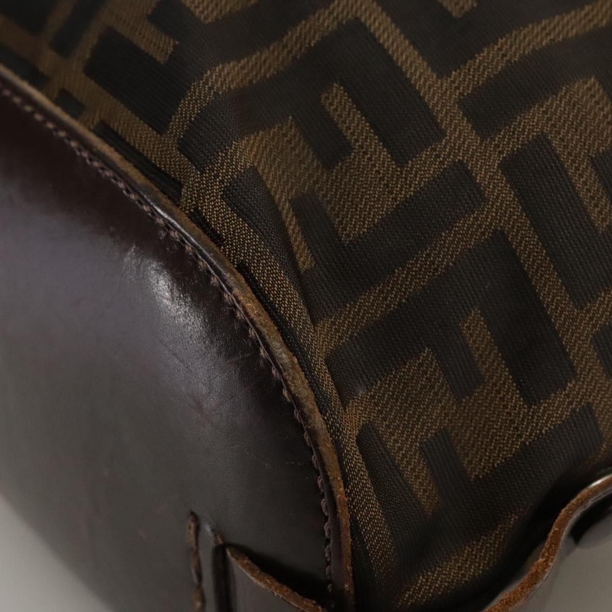 FENDI Zucca Canvas Hand Bag Brown Black ac3445