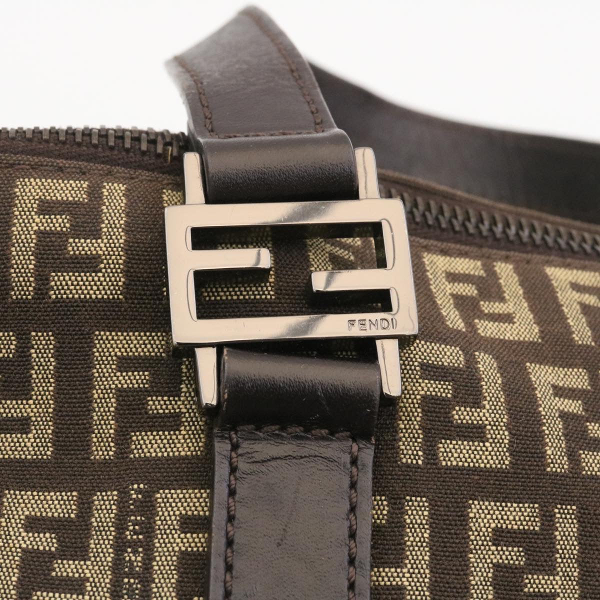 FENDI ZucchinoCanvas Hand Bag Brown ac571