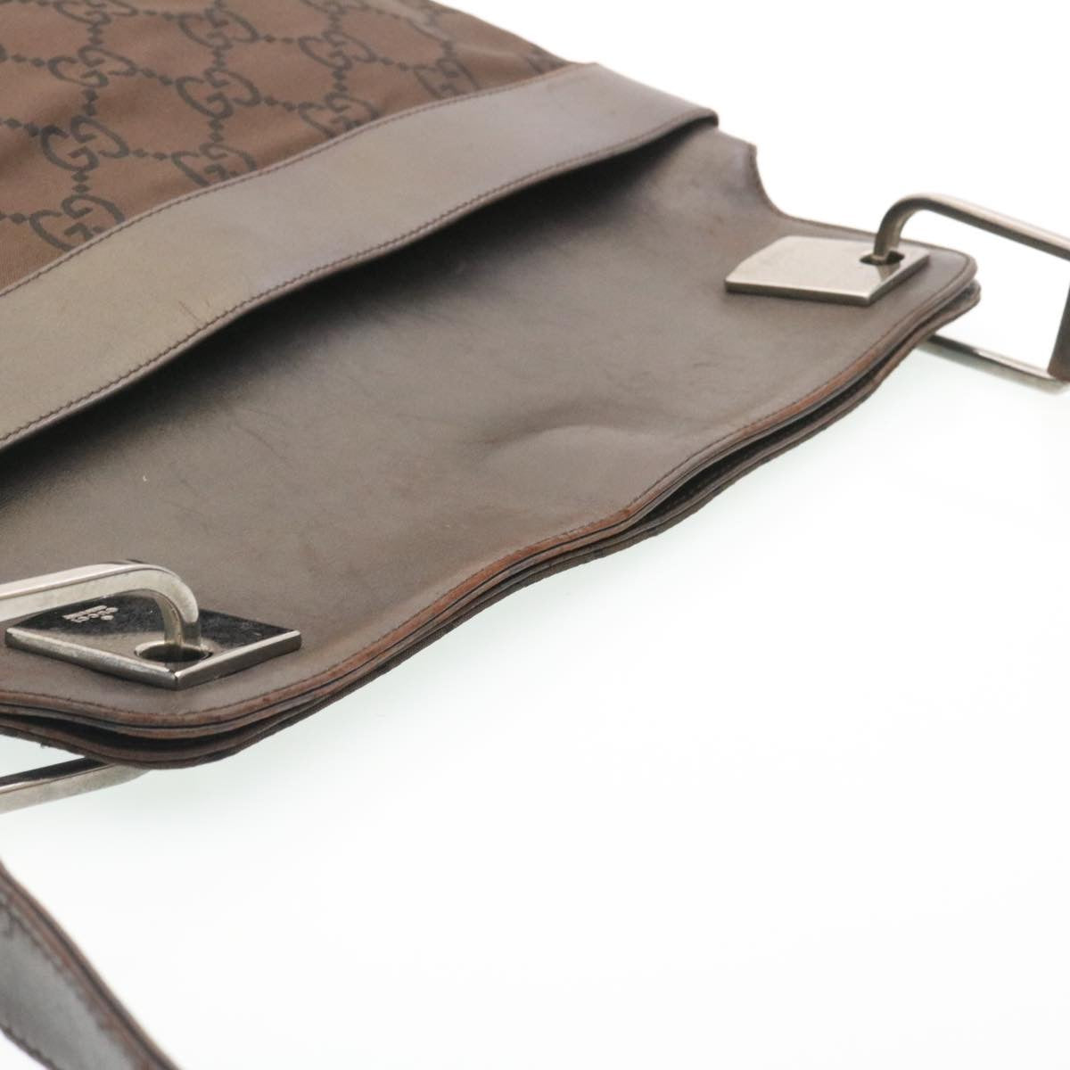 GUCCI GG Canvas Shoulder Bag Canvas Brown ac587