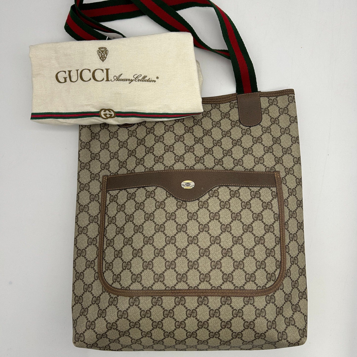 Gucci Accessory Collection Vertical Shopper Tote in GG Canvas With Leather YVEAE995