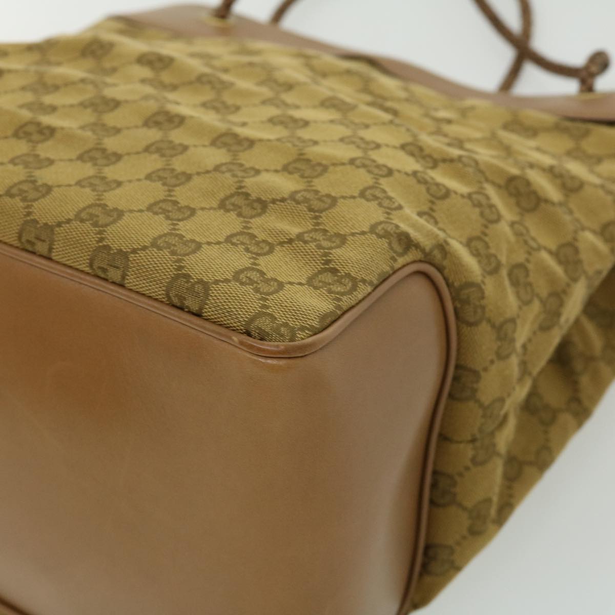 GUCCI GG Canvas Tote Bag Brown Gold ac905
