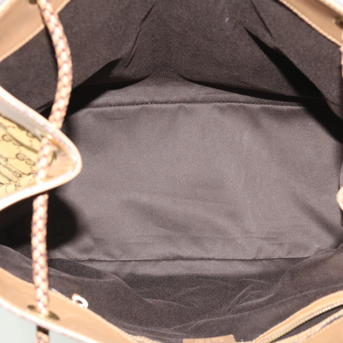 GUCCI GG Canvas Tote Bag Brown Gold ac905